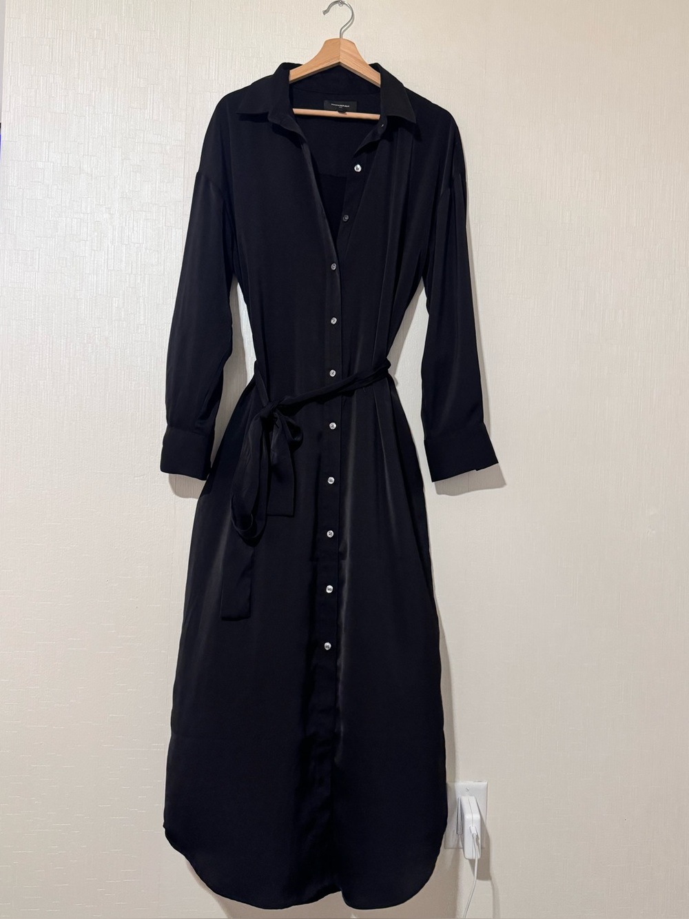 Banana Republic Black Maxi Shirt Dress with Waist Tie